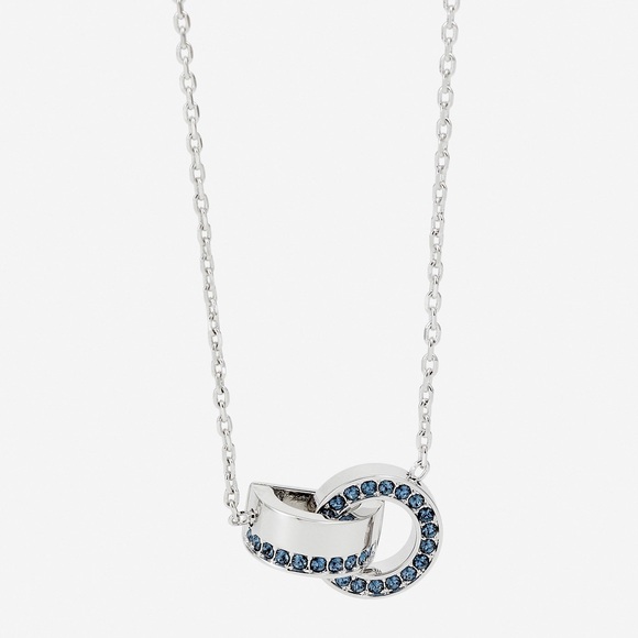 Swarovski Blue “Hollow Interlocking Hoop” Pendant Necklace - Picture 15 of 16
